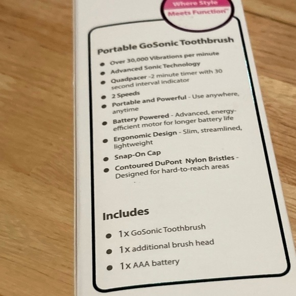 Pop Sonic portable Go Sonic toothbrush.Brand new in box. Cute purple design - Picture 3 of 3